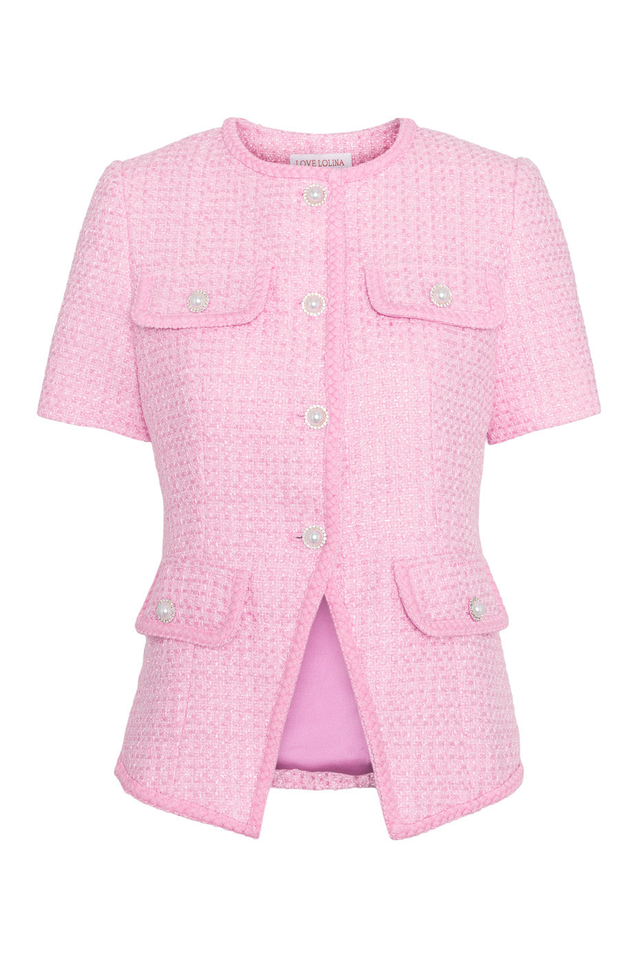 Abbot Top Pink Elegant Tweed Blouse With Pearl Details Love Lolina abbot-top-pink-elegant-tweed-blouse-with-pearl-details-love-lolina