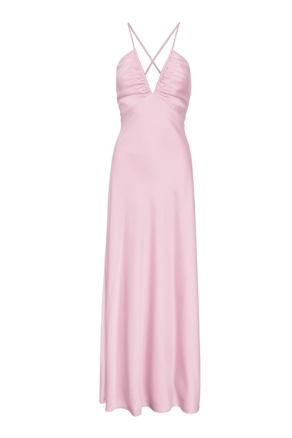 alexis maxi dress Pink Satin with Cross Straps Handmade in Europe thetis Color:Deep Taupe Macade Golf | Women's