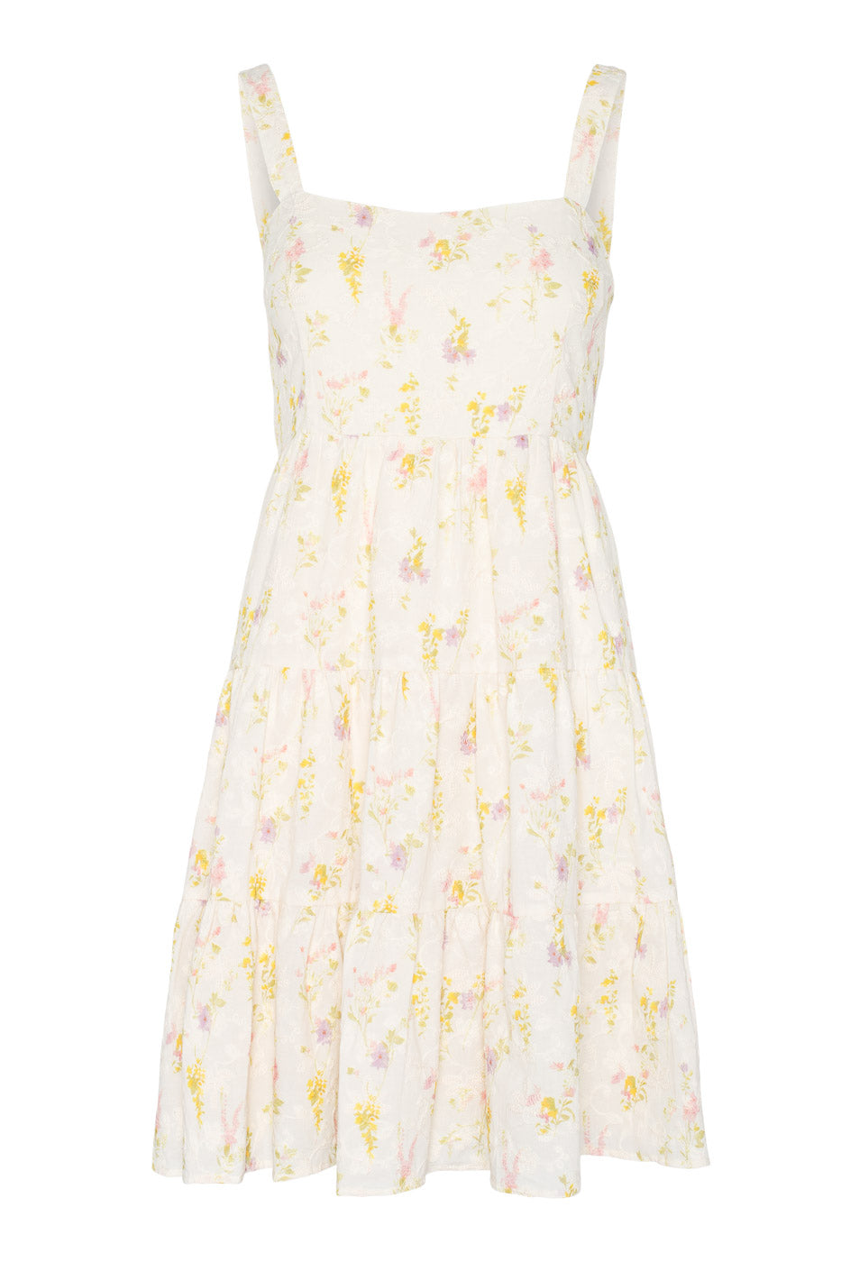 midsummer mini dress Floral Mini Dress with Square Neckline