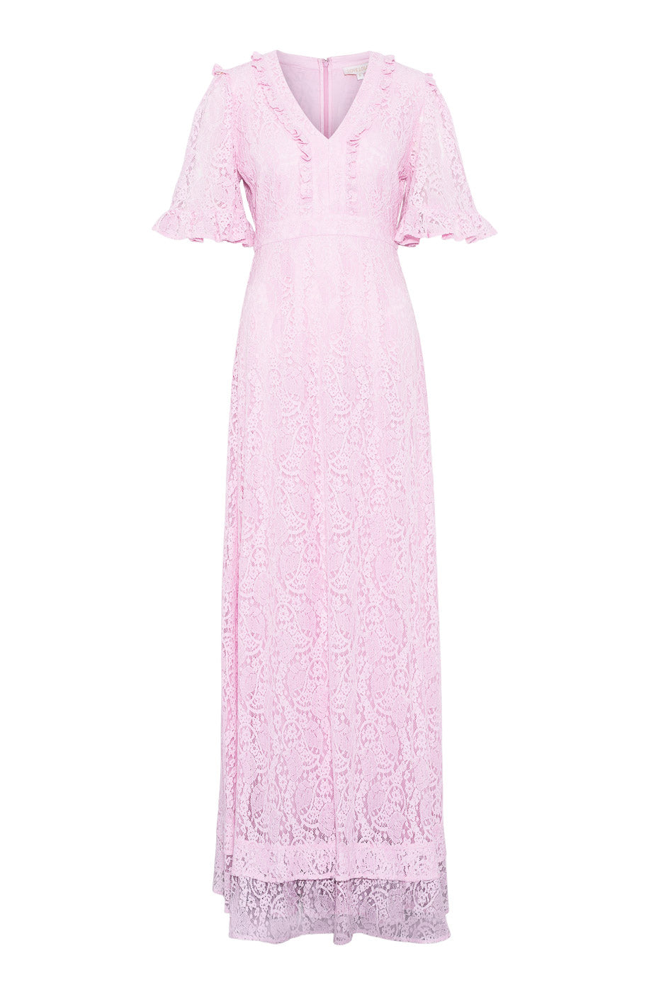 knee length dresses for ladies Light Pink Lace Mesh Overlay Maxi Dress PinkBlush