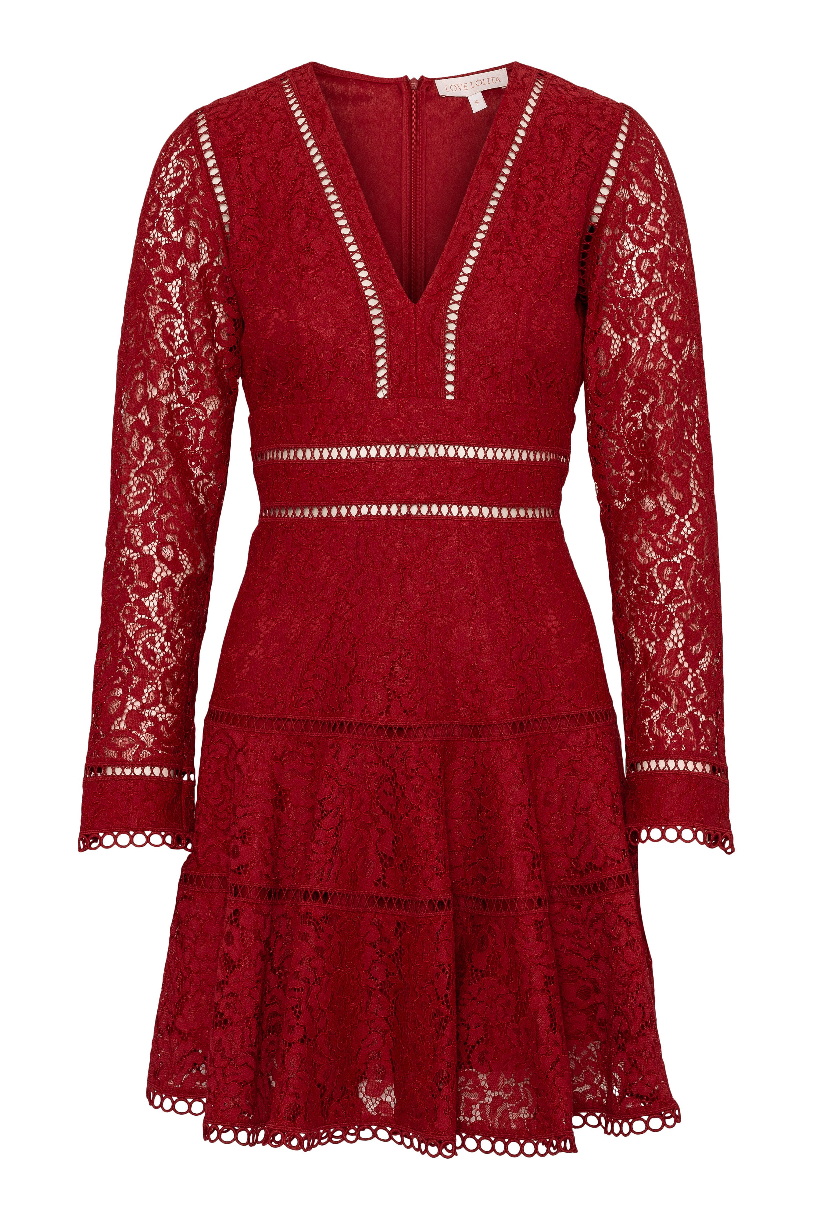 NWT For Love & Lemons Raspberry Red Emerie Lace Mini Dress Size outlet XL