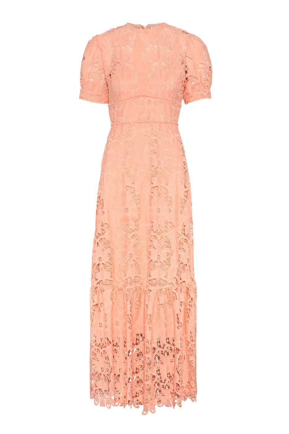 fiona lace maxi dress Fiona Maxi Dress - Apricot Lace Maxi Dress with Short Sleeves