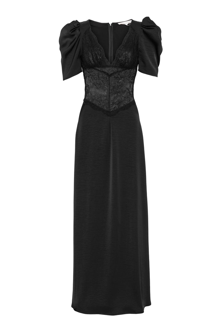 Maxikjole med blonder i midjen - elegant maximodell som er perfekt til fest