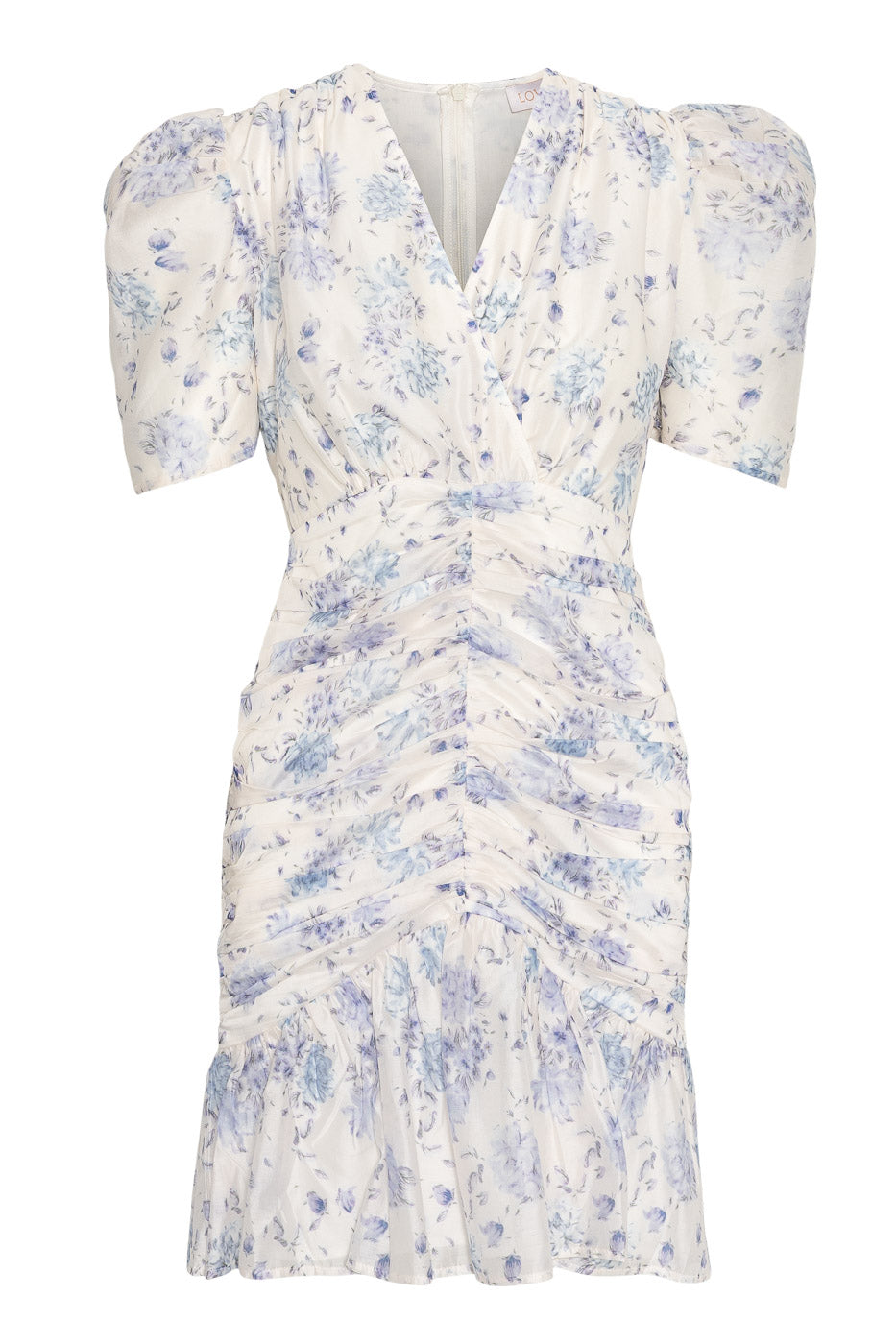 wendy blue dress Jenna Mini Dress La Vie En Bloom - Blue Floral Ruched Mini Dress