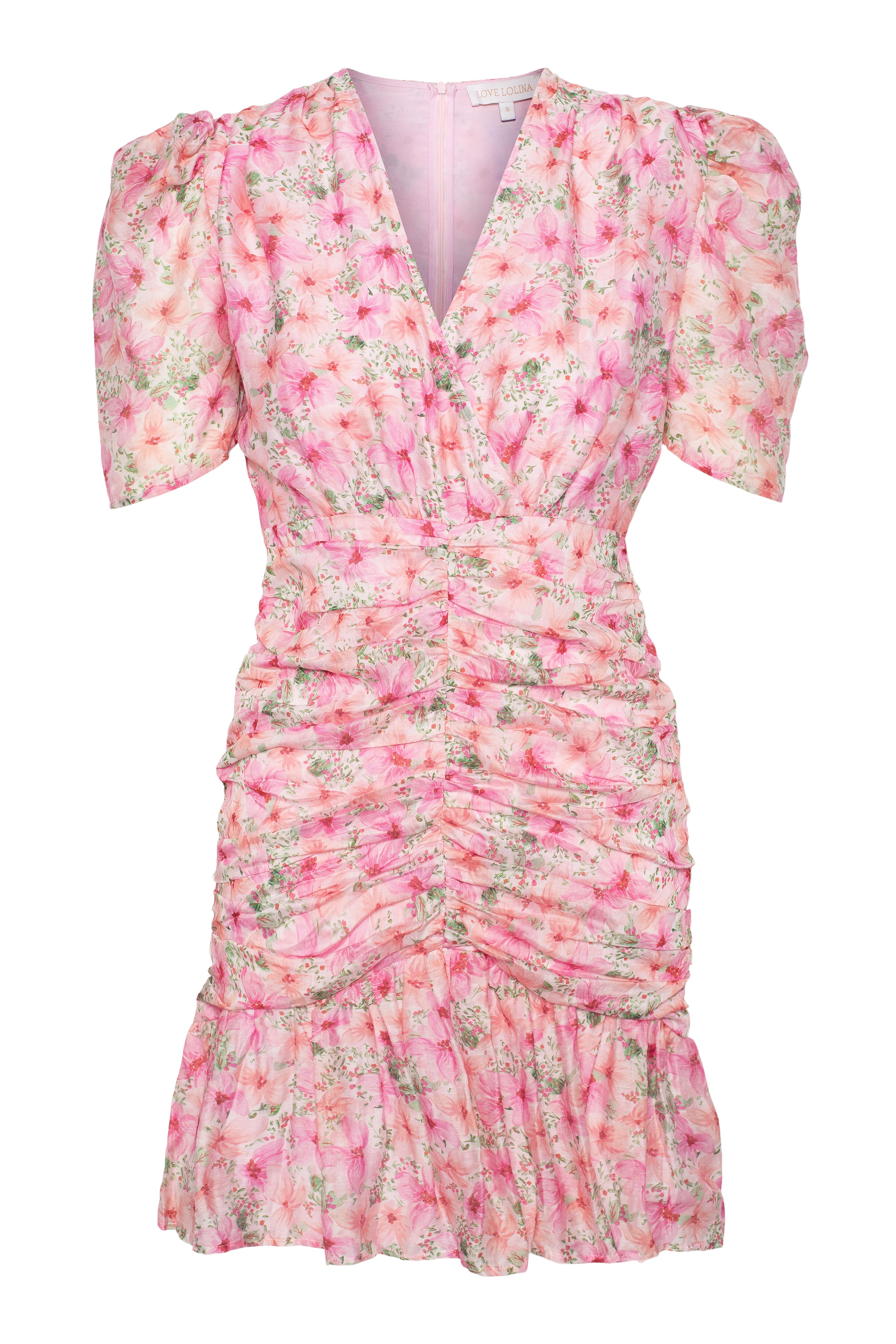 knee length dresses for ladies Leah Floral Cinched Mini Dress • Shop American Threads Women's Trendy Online Boutique Pink Floral / L main image 0