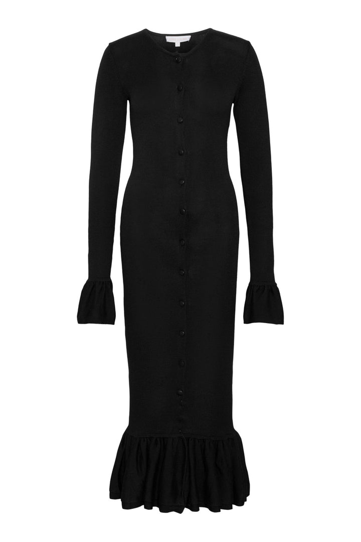Peplum Cashmere Dress Black