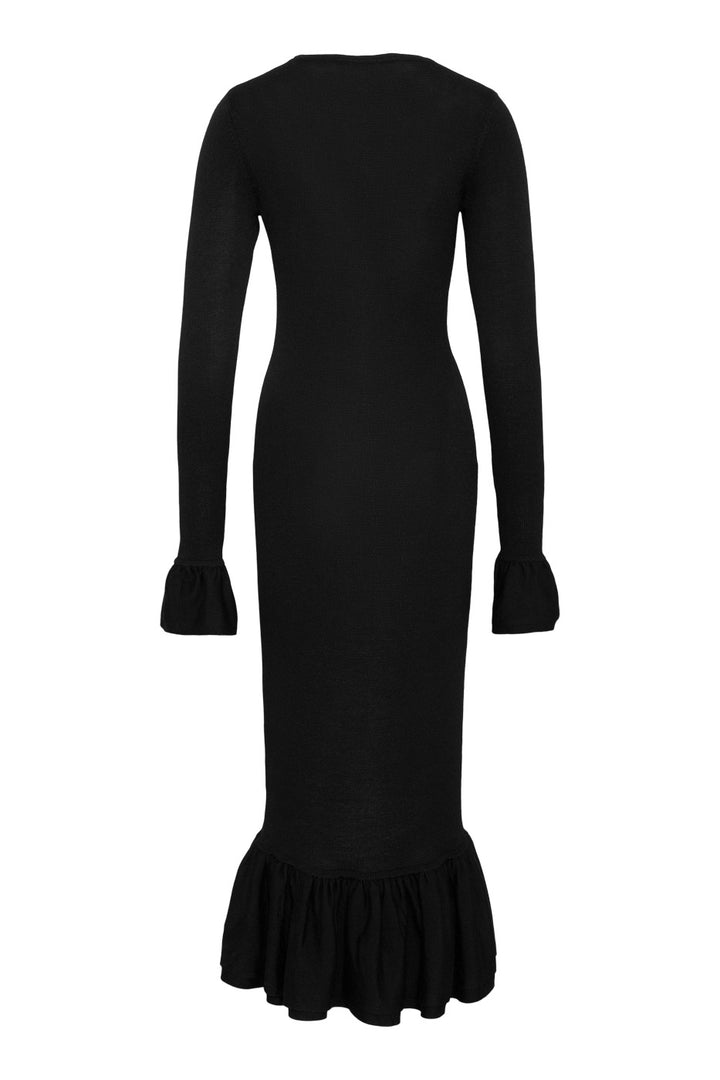 Peplum Cashmere Dress Black