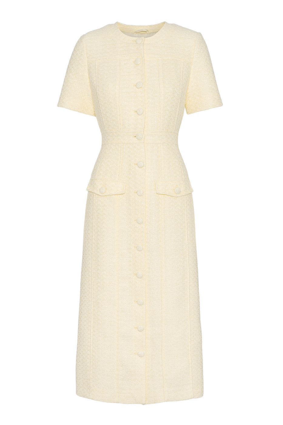 stacci midi dress in beige & cream lpa Stassie Midi Dress Buttercup - Bestselling Midi Dress
