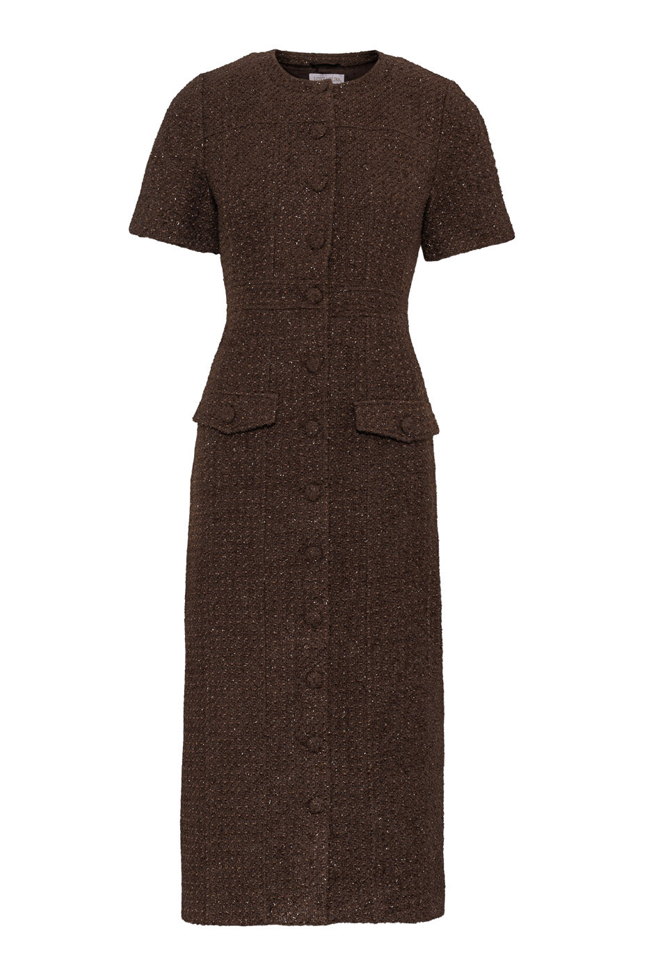 Stassie Midi Dress Espresso | Tweed Midi Dress | Love Lolina