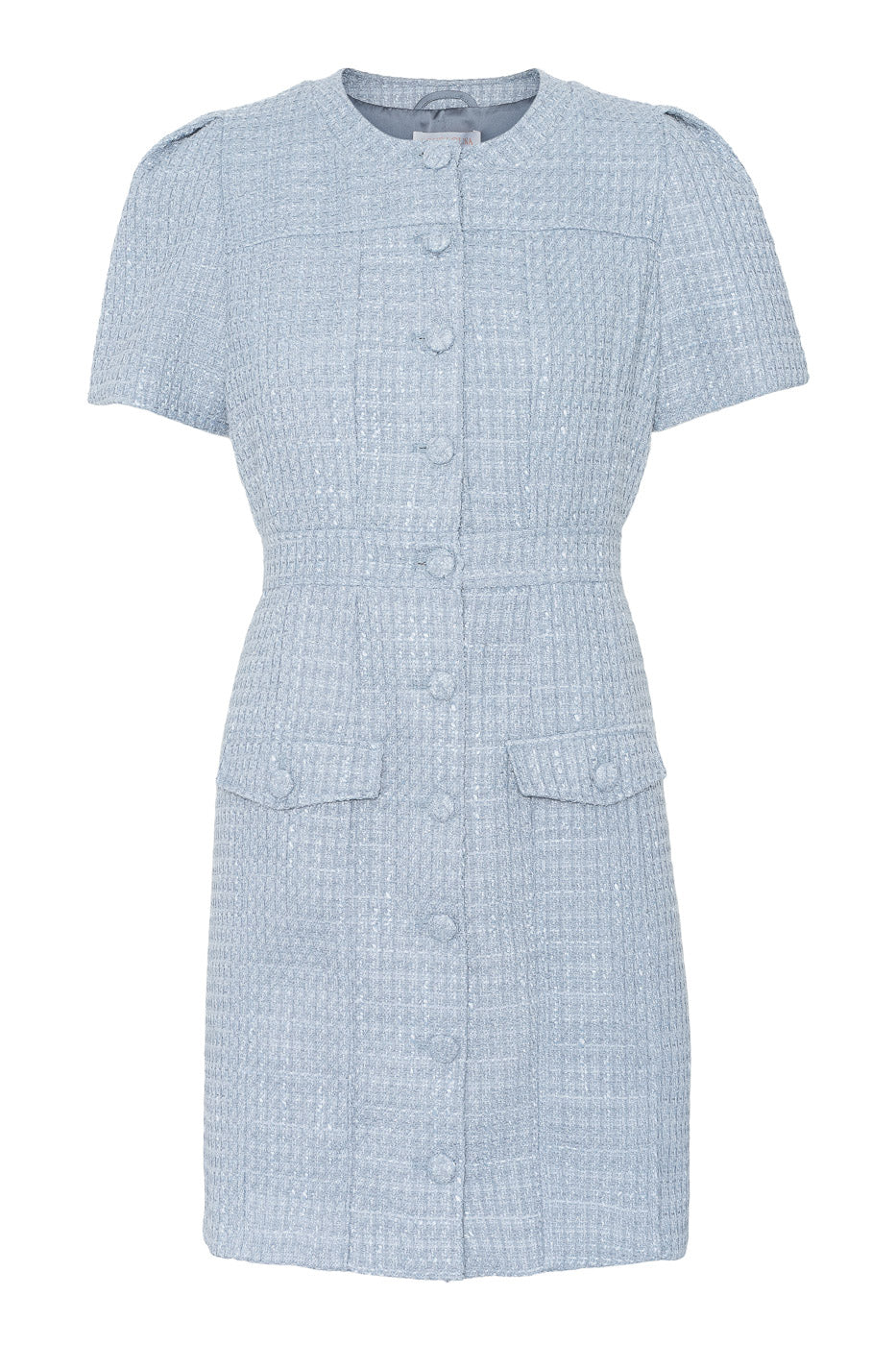 Stassie Mini Dress Blue - Bestselling Tweed Mini Dress