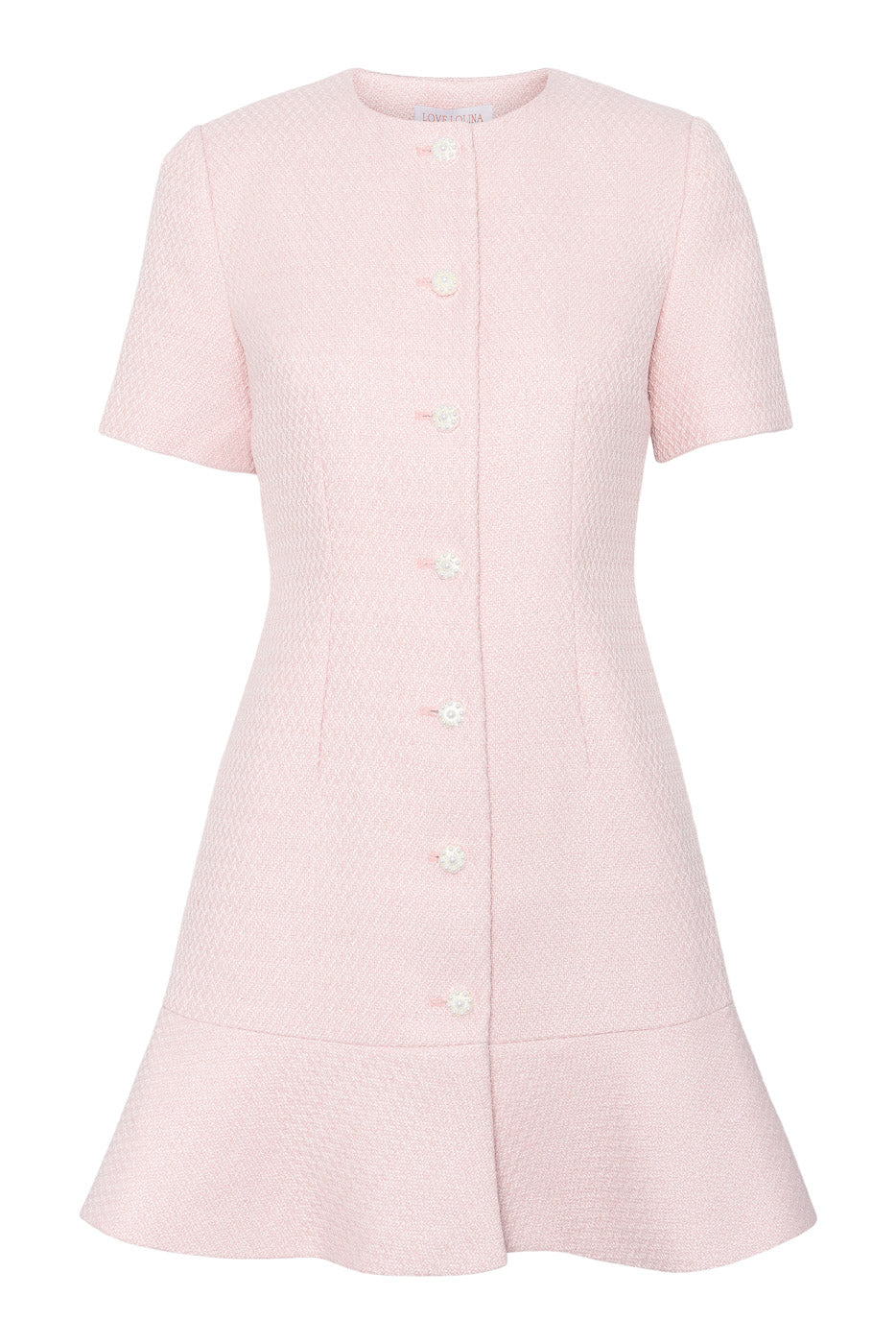 Tilly Mini Dress Light Pink - Elegant Tweed A-Line Dress