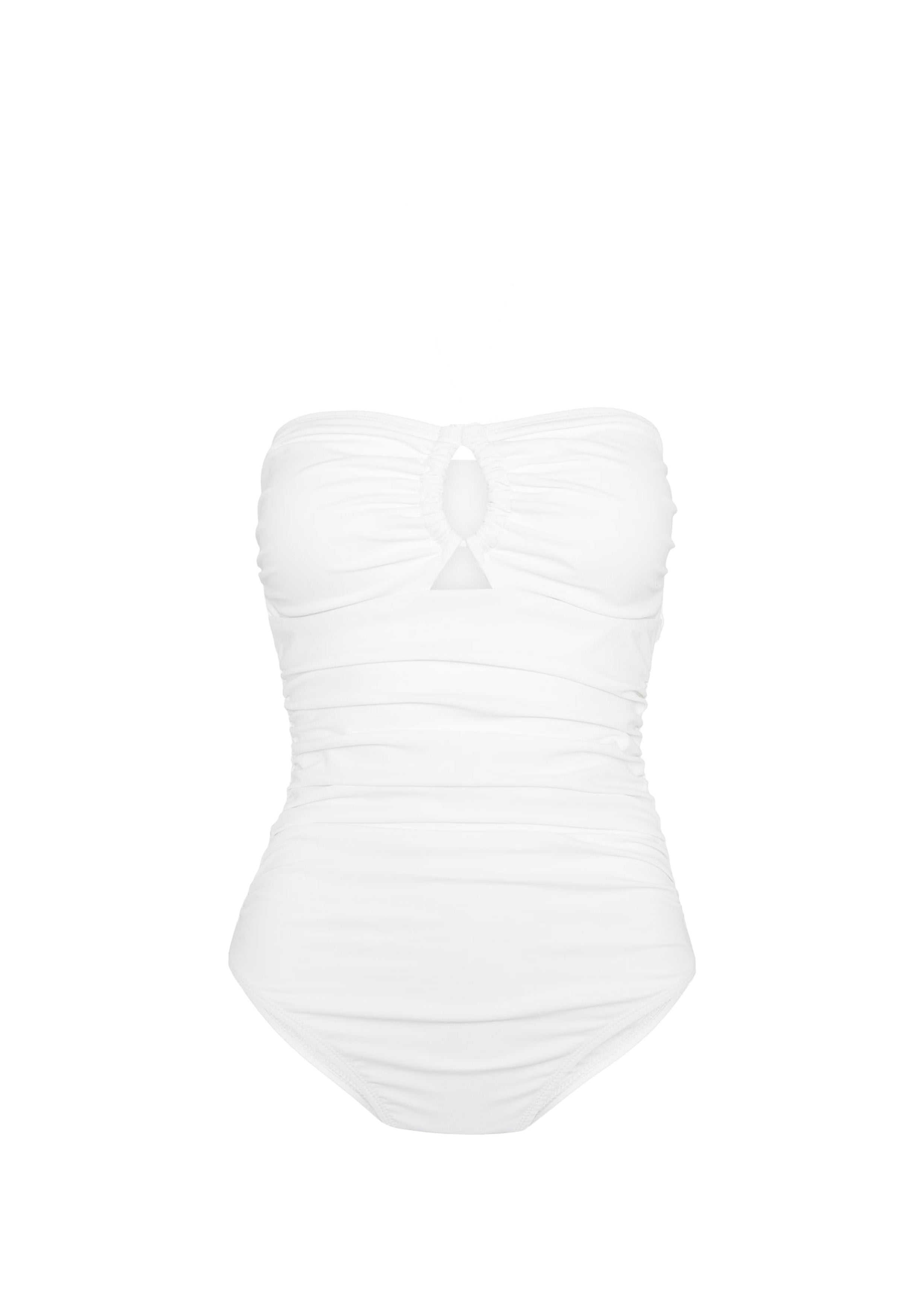 Prudence Swimsuit White - Halterneck Swimsuit with Pearl Strap | Love Lolina LOVE LOLINA Prudence Swimsuit White - Halterneck Swimsuit with Pearl Strap | Love Lolina LOVE LOLINA