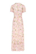 Feminine, floral maxi dress that is perfect for a wedding guest.