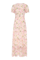Feminine, floral maxi dress that is perfect for a wedding guest.