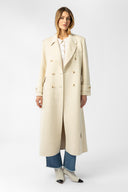 Klassisk, dobbeltspent ullkåpe i krem - fin til høst og vinter