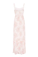 Floral summer dress featuring spaghetti straps and loose fit.