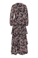 Blomstrete maxikjole med puffermer - perfekt til bryllupsgjesten