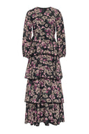 Blomstrete maxikjole med puffermer - perfekt til bryllupsgjesten