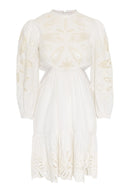 Arden Mini Dress White w/ Embroidery