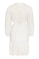 let me be long-sleeve embroidered mini dress Let Me Be Embroidered Collared Mini Dress