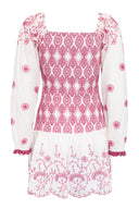 Augustine Dress White w/ Pink Embroidery