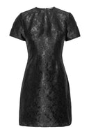 Sort minikjole i glittrende jacquard, fint til fest og begivenheter
