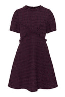 Burgunderfarget tweedkjole med A-formet skjørt - perfekt til jobb og fest