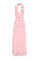 Halterneck maxi dress wit floral print.