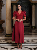 Francis Lace Midi Dress Red