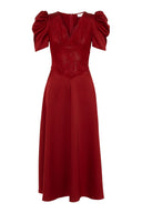 Francis Lace Midi Dress Red