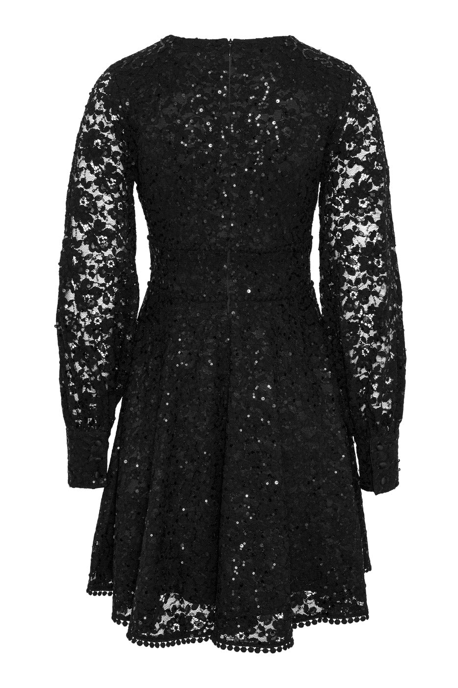 Elegant partykjole laget i sort lace med paljett.