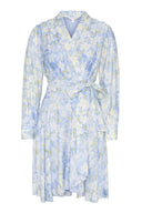 Floral summer dress featuring wrap style.