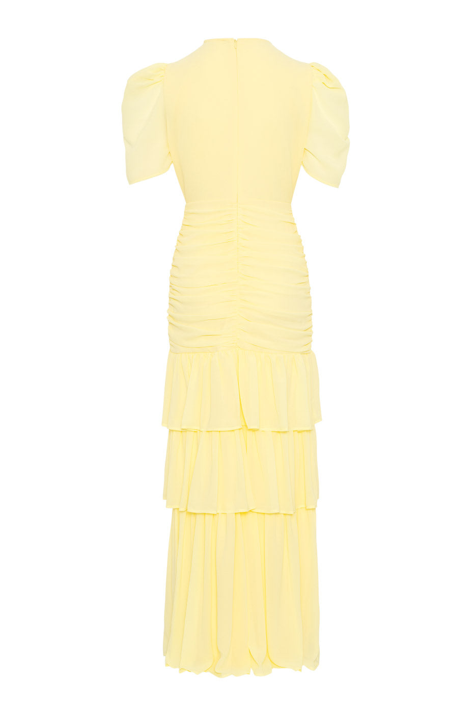 gina ruched frill maxi dress yellow Gina Yellow Ruched Frill Maxi Dress