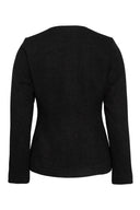 Sort tweedlazer med markert midje og hjerteformet utskjæring - perfekt til jobb eller fest