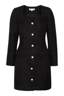 Tweedkjole med perleknapper til fest eller hverdag