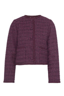 Burgunder tweedjakke med frontlommer og knapper - perfekt til jobb, hverdag eller fest