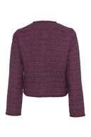 Burgunder tweedjakke med frontlommer og knapper - perfekt til jobb, hverdag eller fest