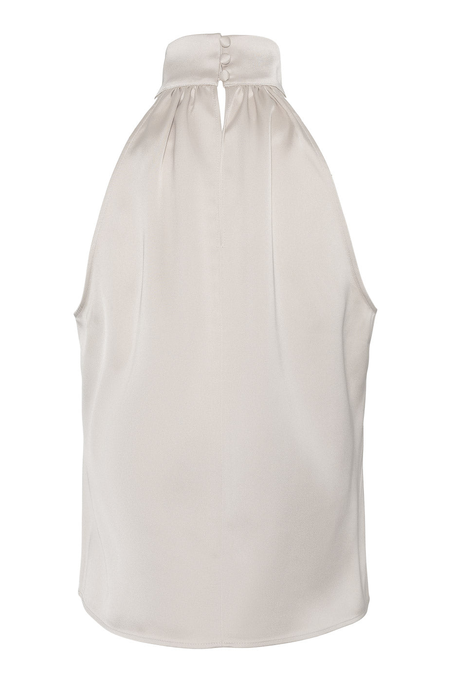 Halterneck bluse i kremfarget sateng - perfekt til fest