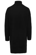 Elegant, sort ullkjole med høy hals og avslappet passform - perfekt til kontor eller hverdag