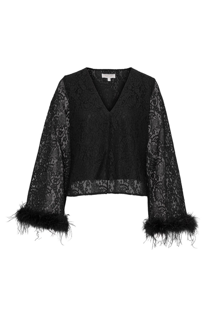 Peach Blouse Black Lace