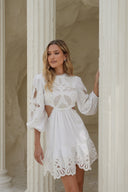 Arden Mini Dress White w/ Embroidery