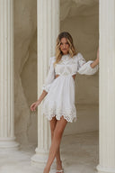 Arden Mini Dress White w/ Embroidery