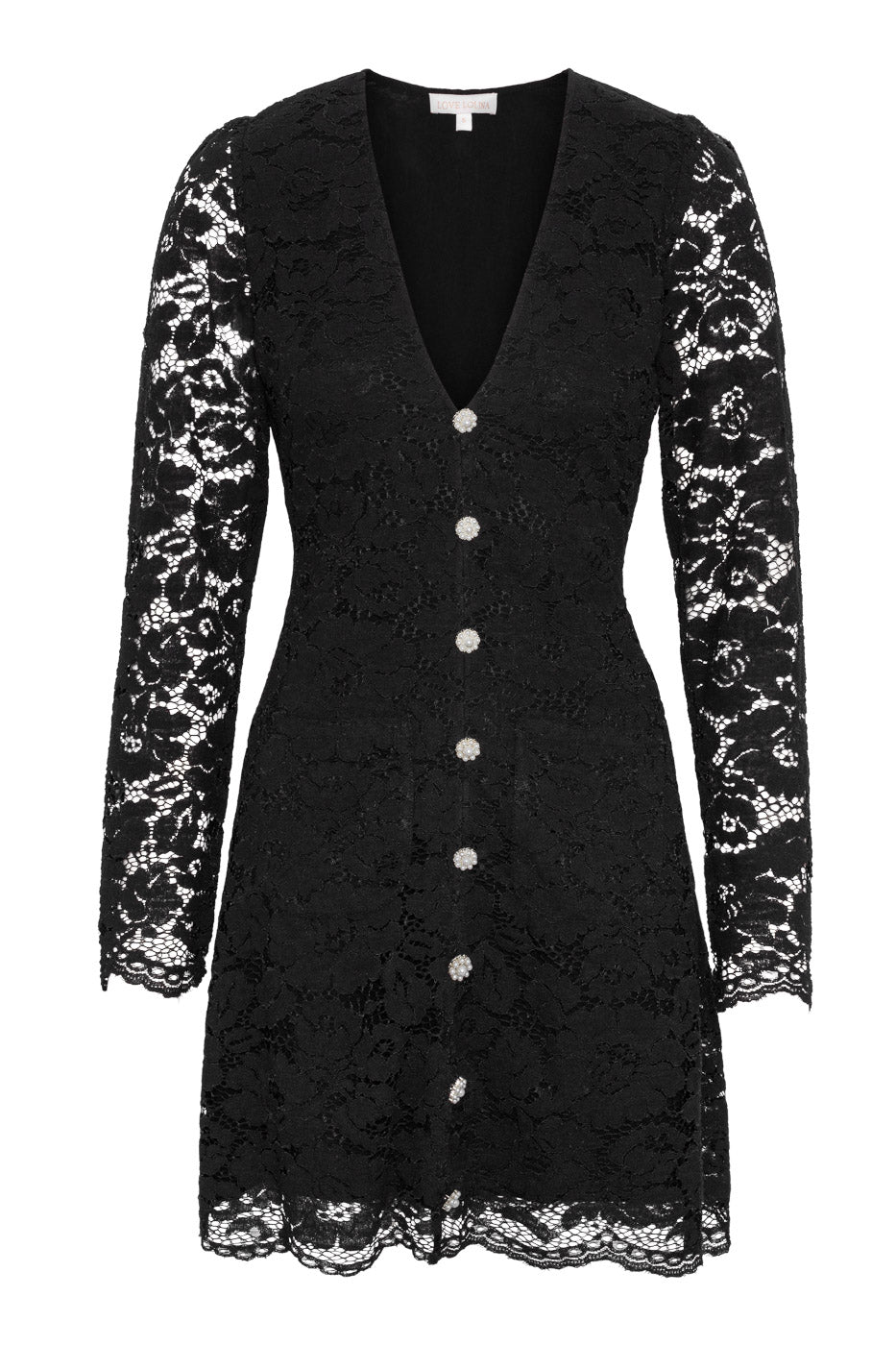 Elegant minikjole i sort lace.