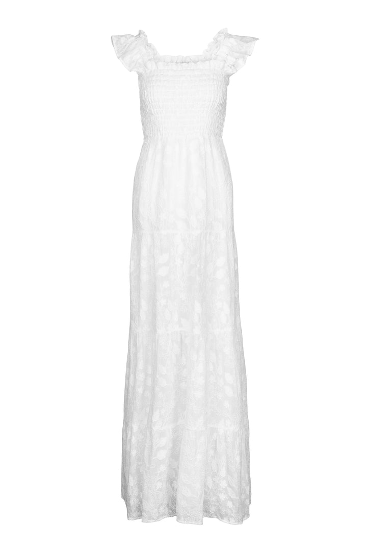 Rosy Maxi Dress White Embroidery