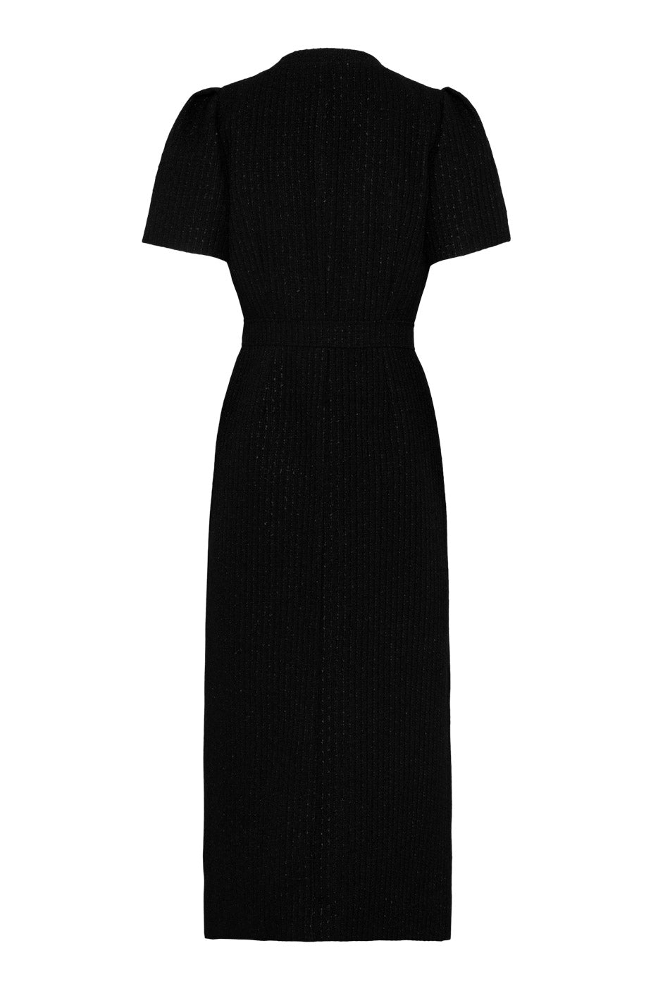 Sort tweedkjole til jobb eller fest - elegant knelang modell