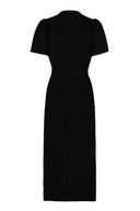 Sort tweedkjole til jobb eller fest - elegant knelang modell