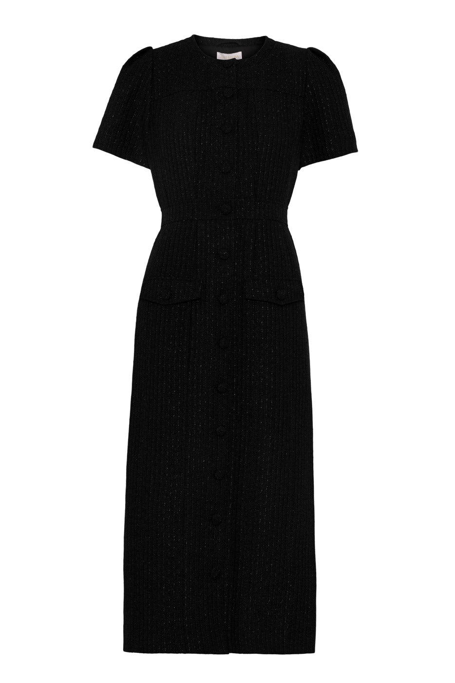 Sort tweedkjole til jobb eller fest - elegant knelang modell