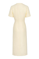 Elegant and chic tweed midi dress.