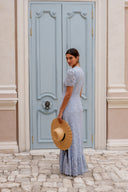 loveable gold lace maxi dress in sky blue Gold Lace Maxi Dress in Sky Blue