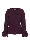 Tweedjakke i burgunder med shimmer - perfekt til jobb eller fest